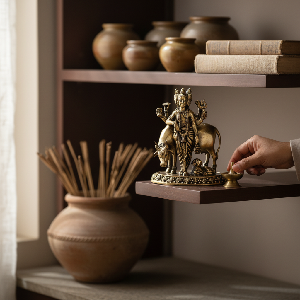 Fine Brass Dattatreya Idol for Home Décor