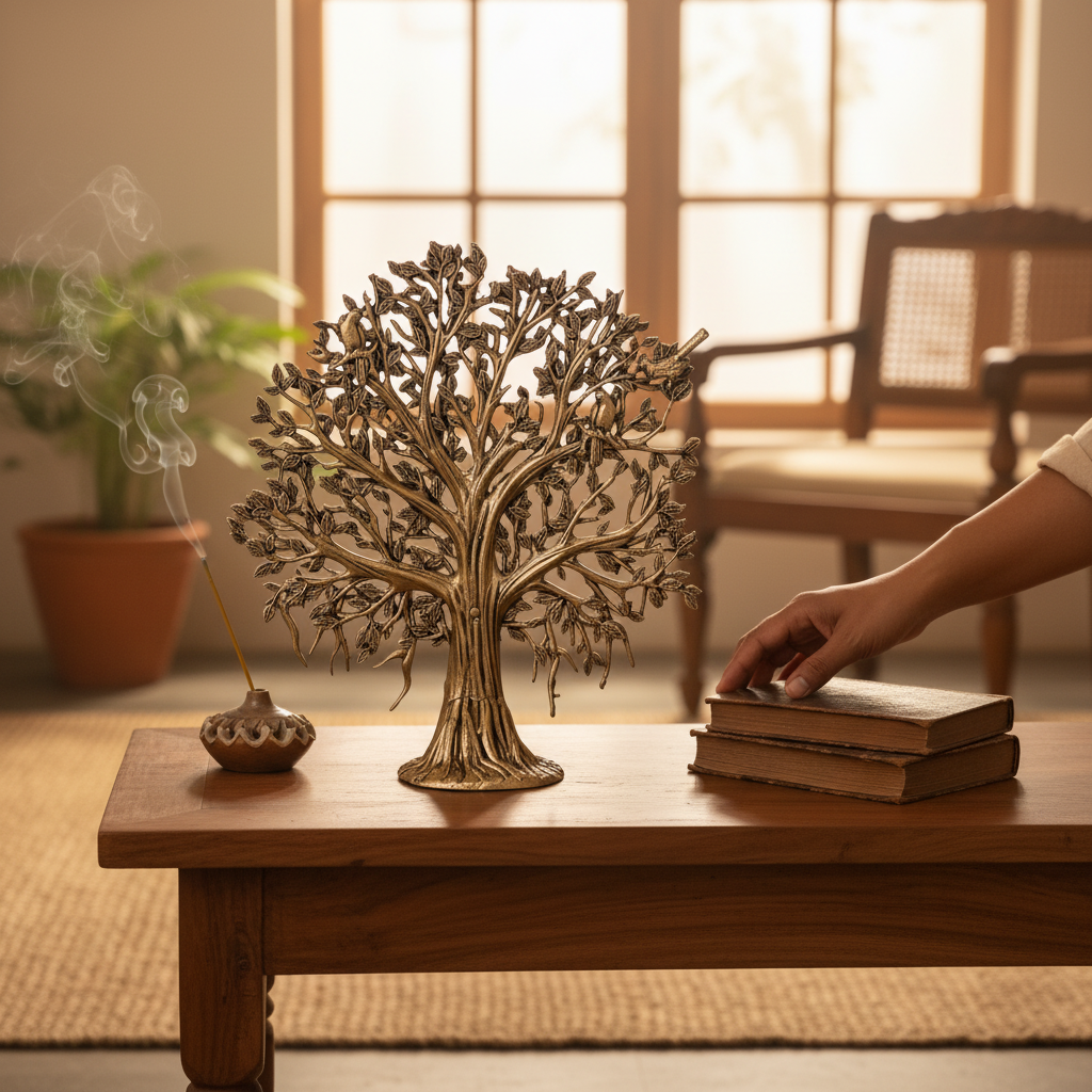Antique Brass Tree of Life Showpiece | Kalpavriksha Inspired Spiritual Décor