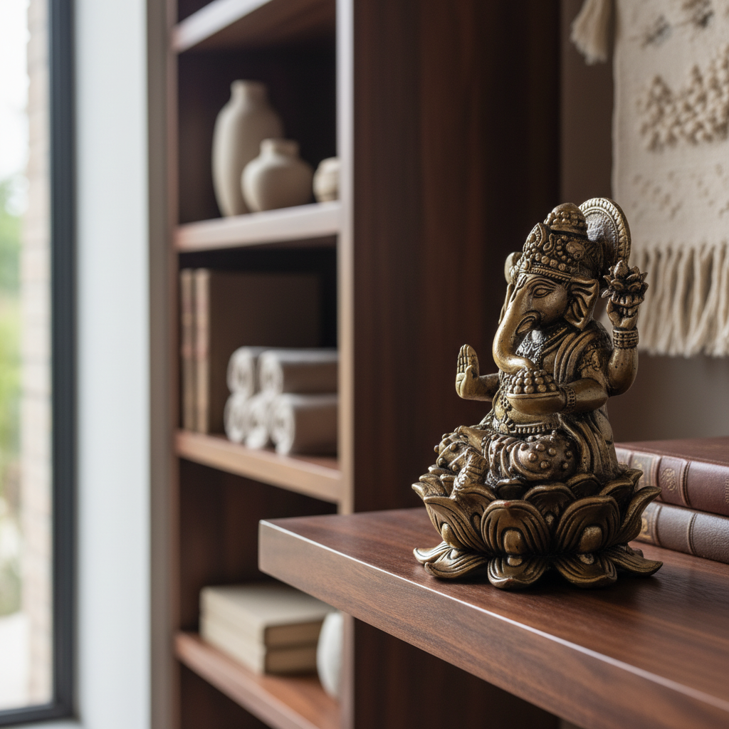 Antique Brass Ganesha Idol on Lotus – Fine Brass Ganpati