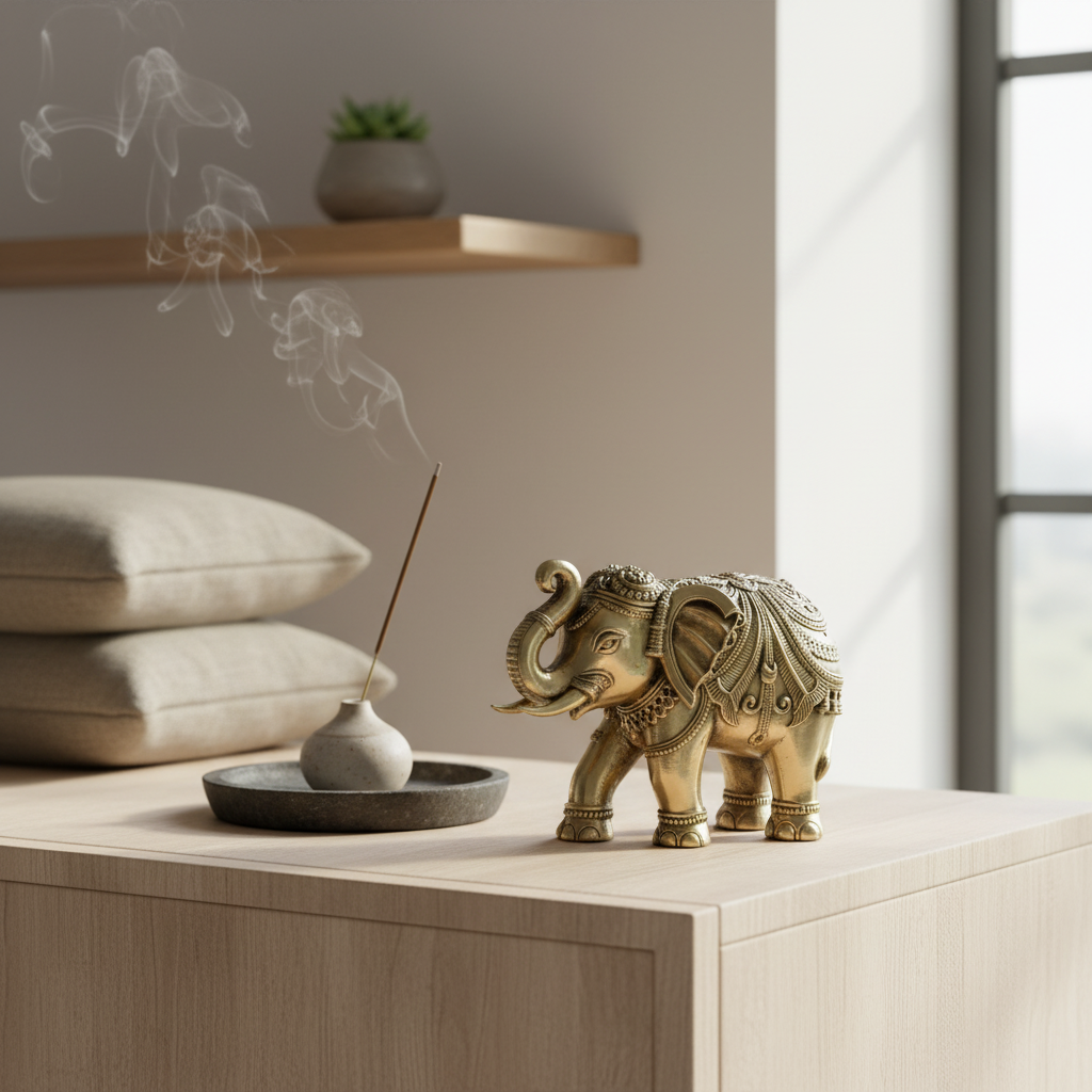 Antique Brass Elephant Idol | Fine Brass Elephant for Good Luck