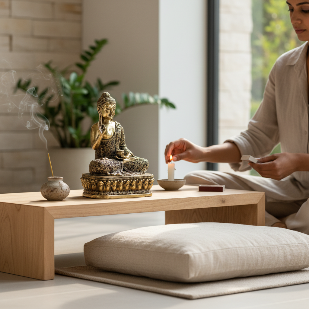 Fine Brass Meditating Buddha Idol for Home Décor