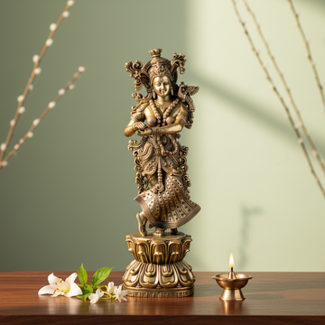Antique Brass Radha Rani Idol – Fine Brass Radha Ji Statue