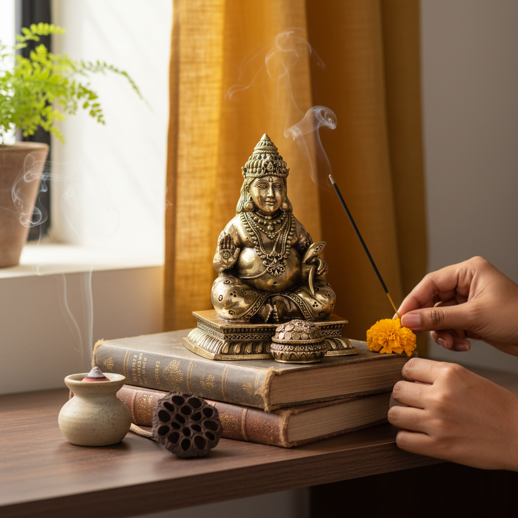 Antique Brass Kuber Idol | Lord Kuber Murti for Wealth, Prosperity