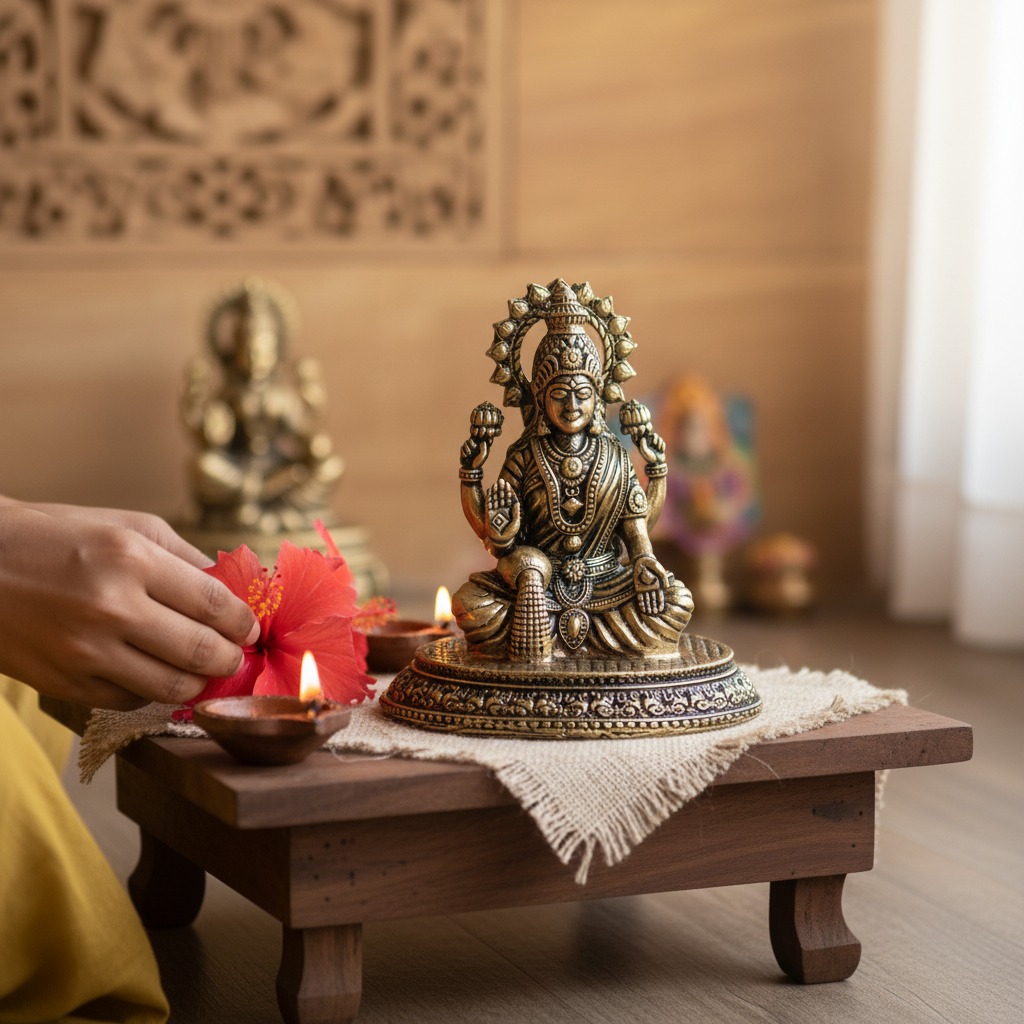 Mini Fine Brass Lakshmi Idol