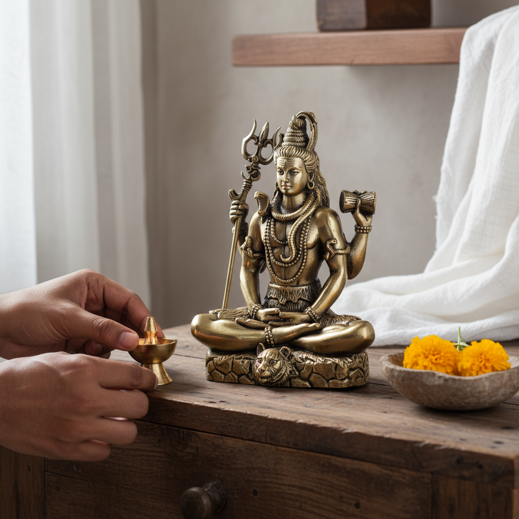 Fine Brass Meditating Shiva Idol for Home Décor