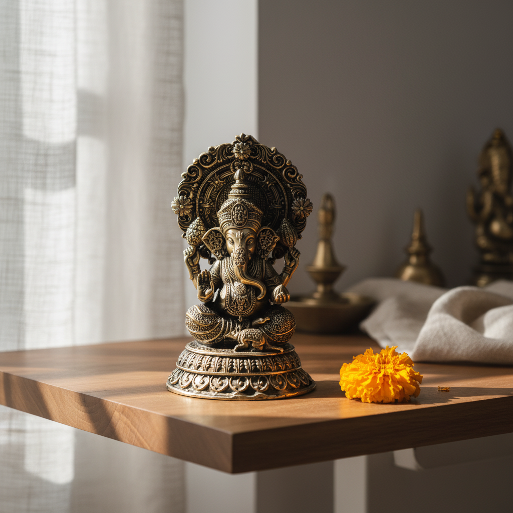Fine Brass Lord Ganesha Idol – Medium Size