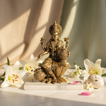 Antique Brass Goddess Lakshmi Idol – Fine Brass Lakshmi idol