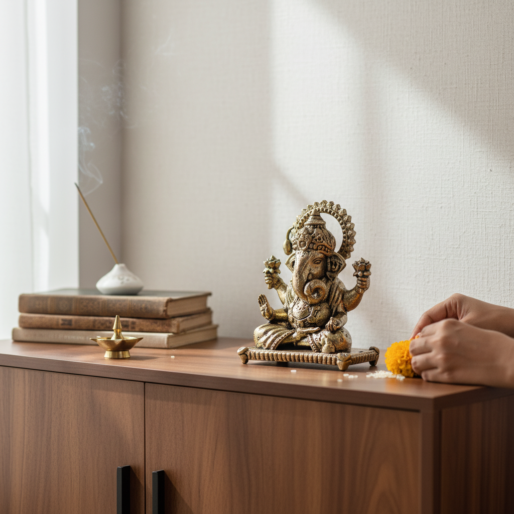 Mini Fine Brass Ganesha Idol