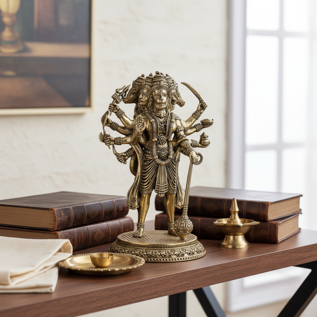 Fine Brass Panchmukhi Hanuman Idol for Home & Office Décor