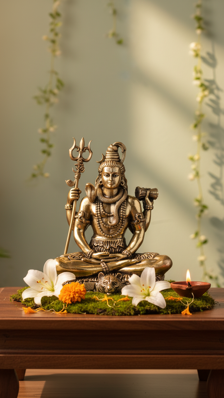 Antique Brass Meditating Lord Shiva Idol – Fine Brass Shiv Ji Murti