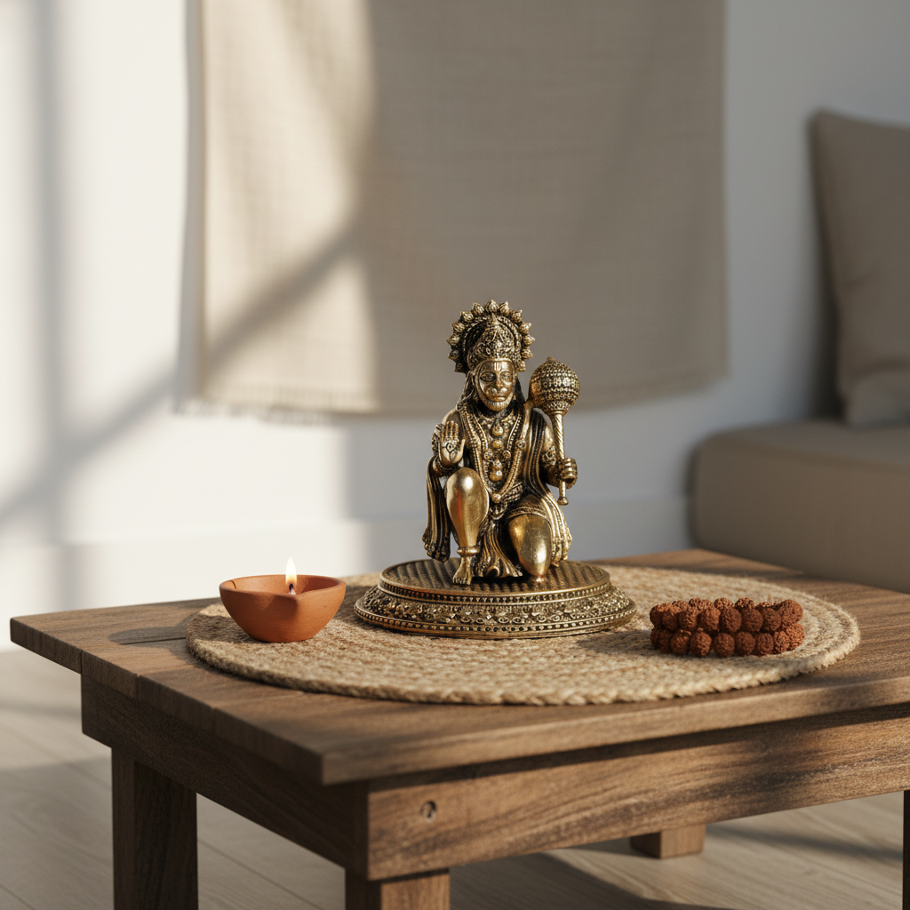 Antique Brass Hanuman Idol with Gada – Fine Brass Bajrangbali
