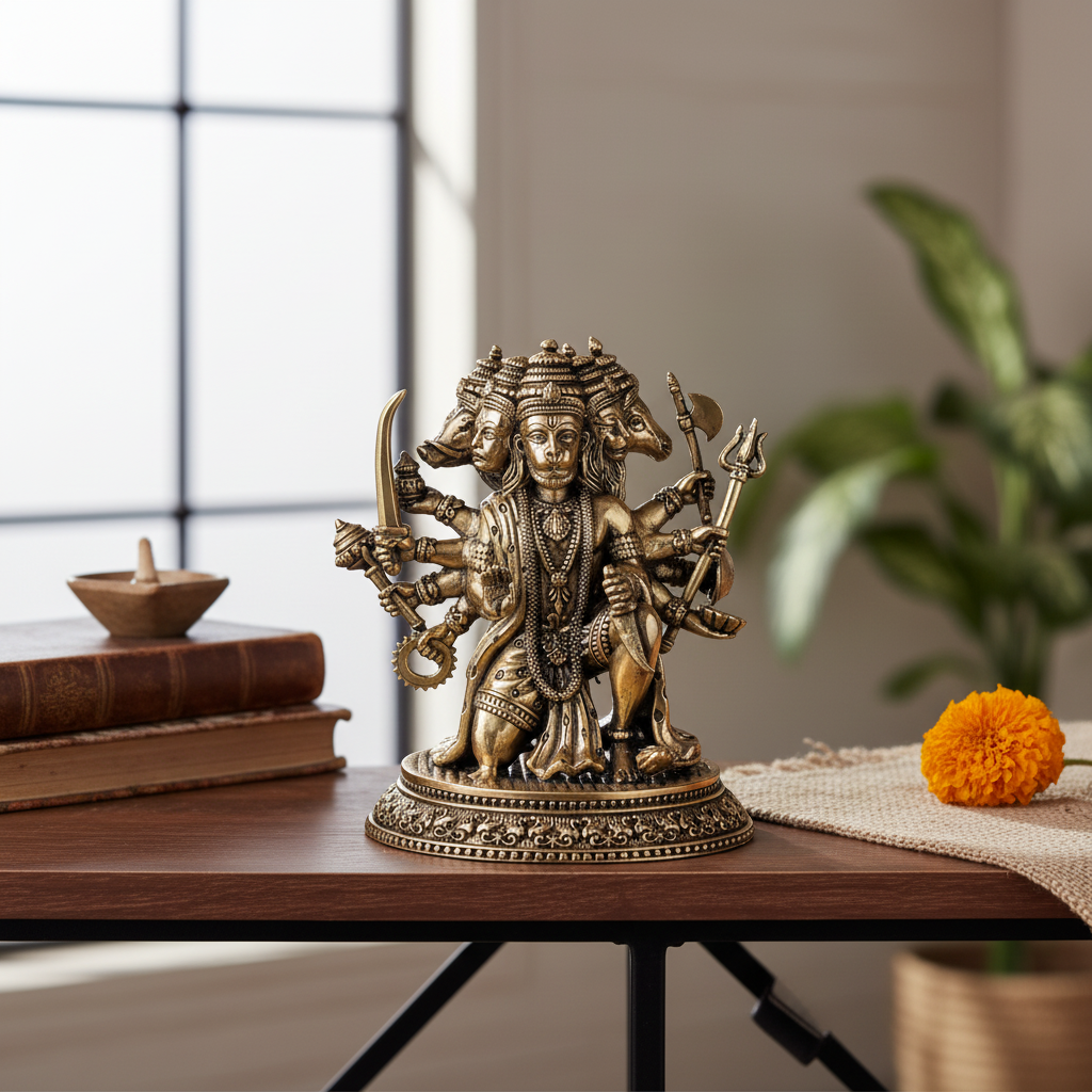 Antique Brass Panchmukhi Hanuman Idol | 5 Face Hanuman Murti