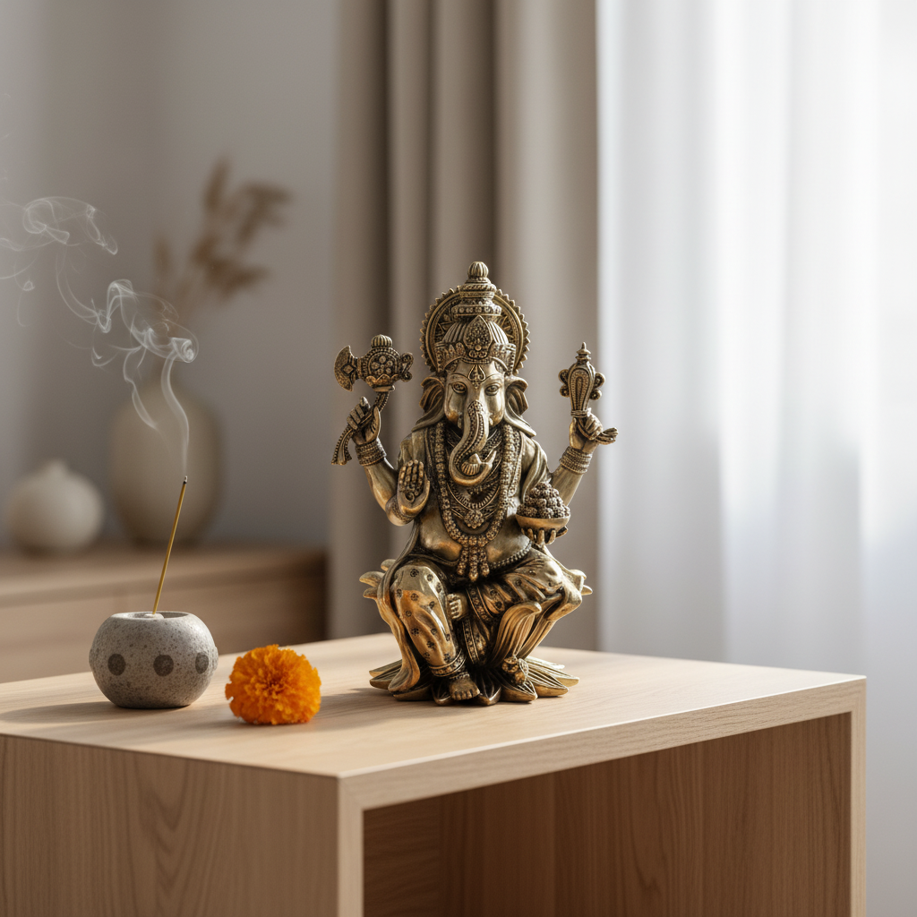 Antique Brass Lord Ganesha Idol – Fine Brass Ganpati Murti