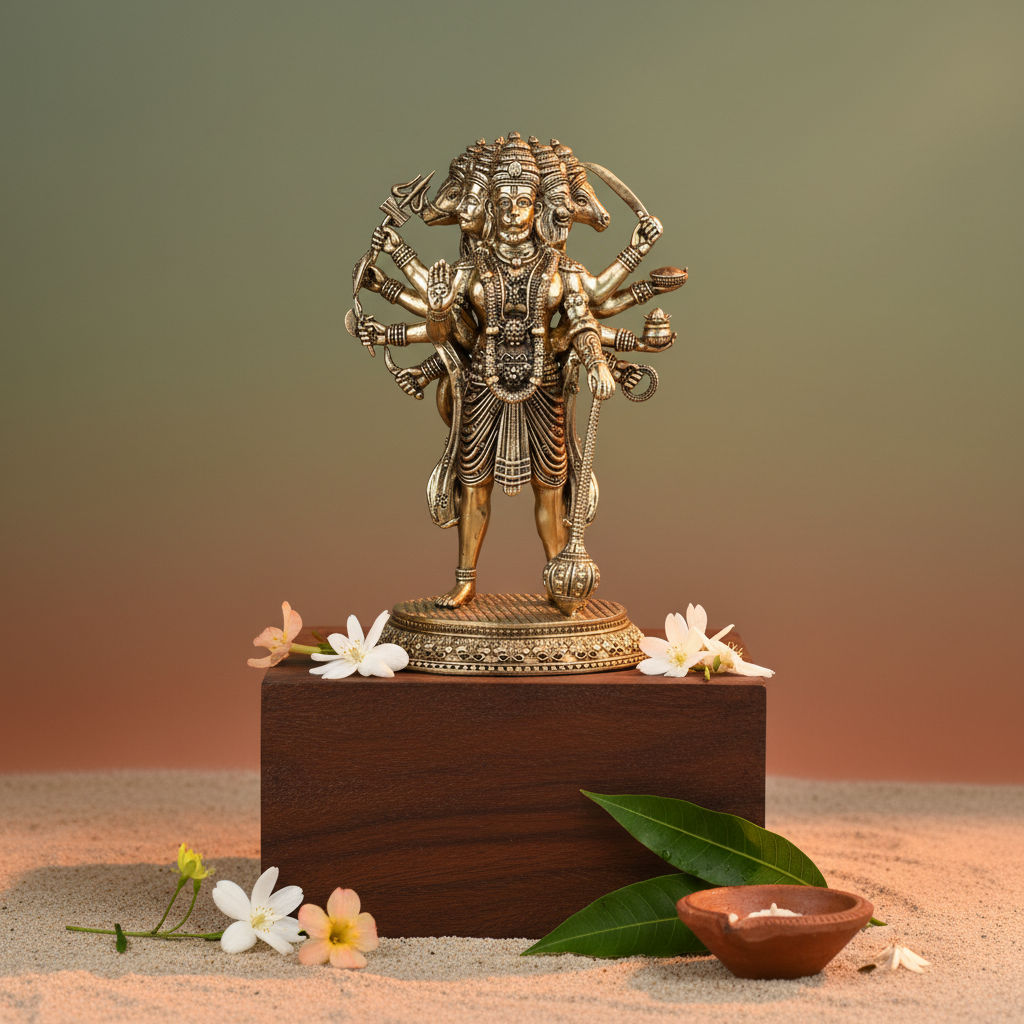 Fine Brass Panchmukhi Hanuman Idol for Home & Office Décor