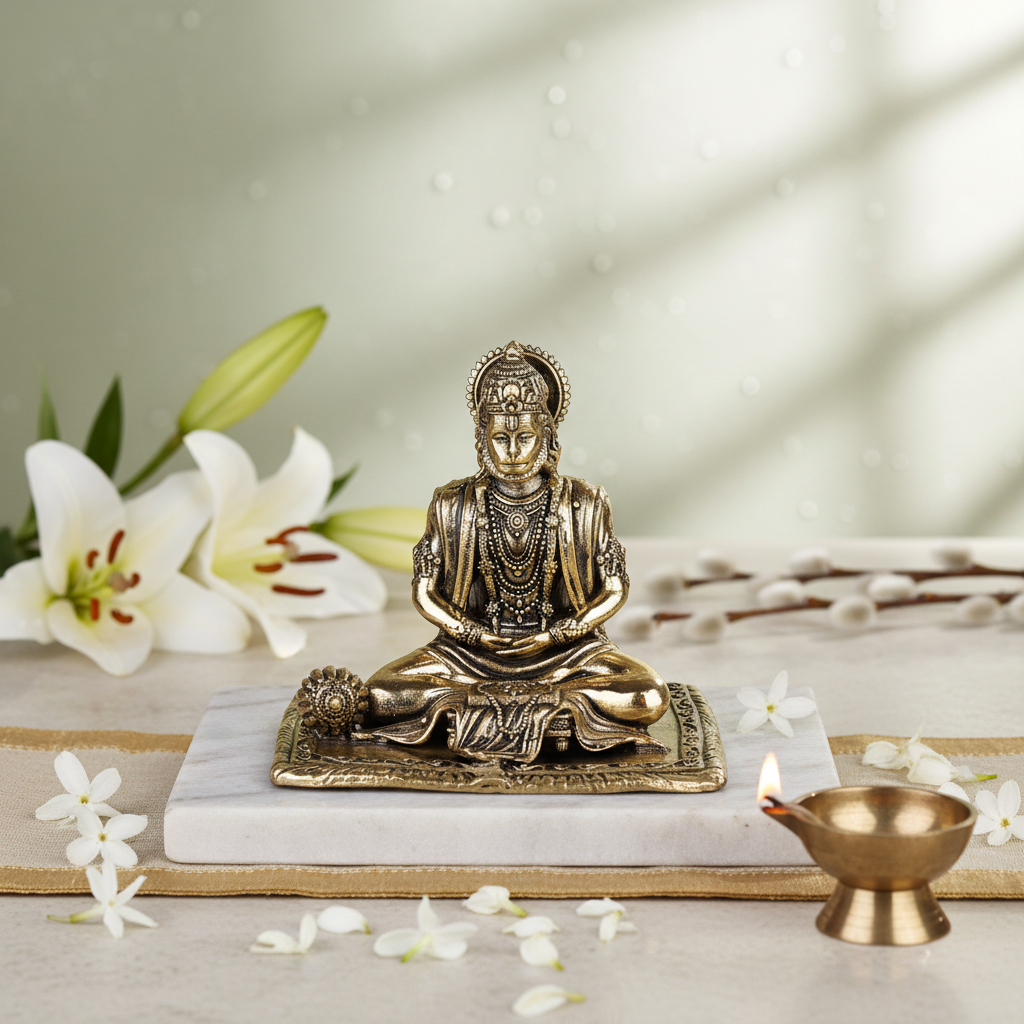 Antique Brass Hanuman Ji Idol | Fine Brass Bajrangbali Statue