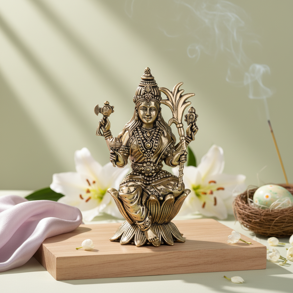 Antique Brass Goddess Rajarajeshwari Idol | Fine Brass Tripura Sundari Murti