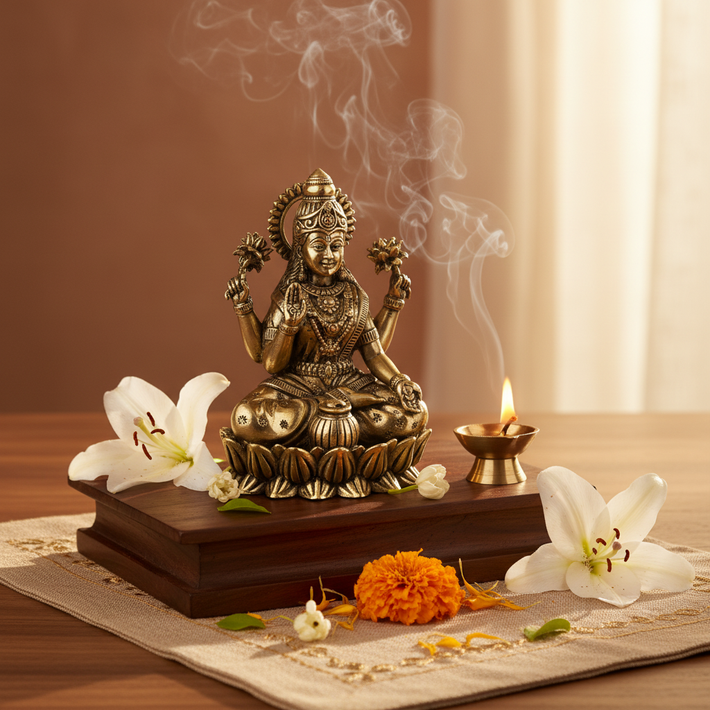 Antique Brass Lakshmi Idol – Small Maa Laxmi Murti