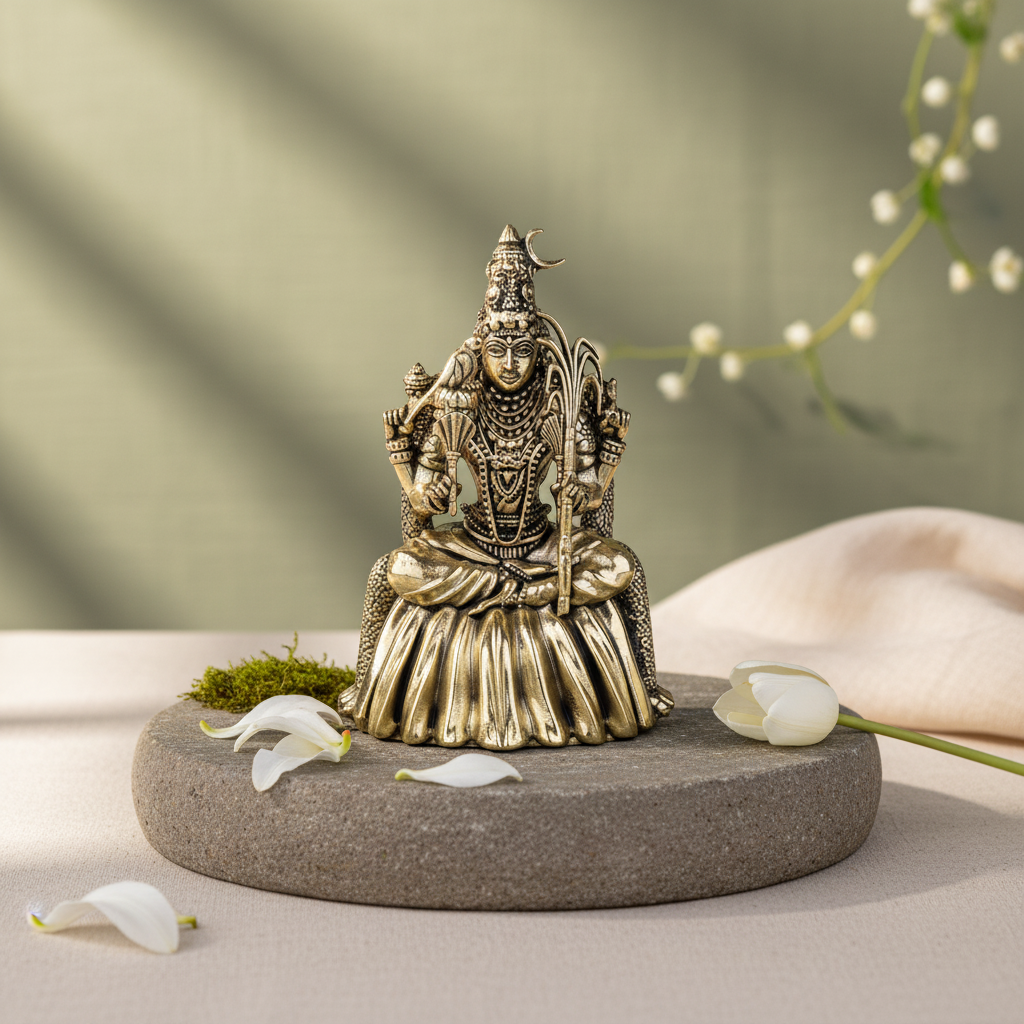 Antique Brass Rajarajeshwari Idol – Tripura Sundari Devi Murti