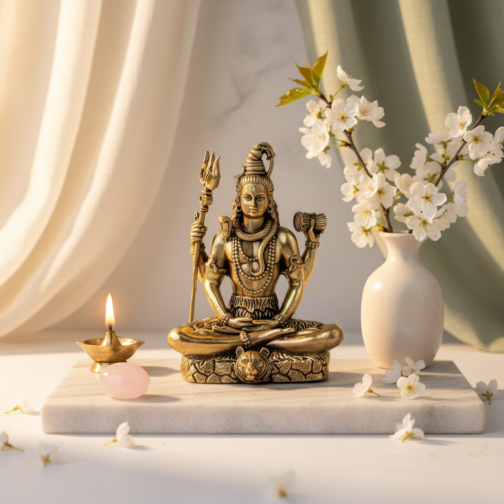 Fine Brass Meditating Lord Shiva Idol for Home & Puja Décor