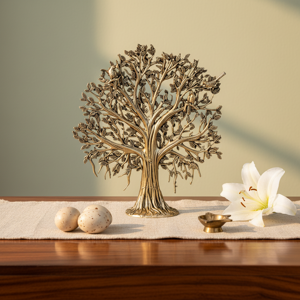 Antique Brass Tree of Life Showpiece | Kalpavriksha Inspired Spiritual Décor