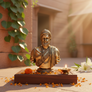 Fine Brass Chhatrapati Shivaji Maharaj Bust Statue