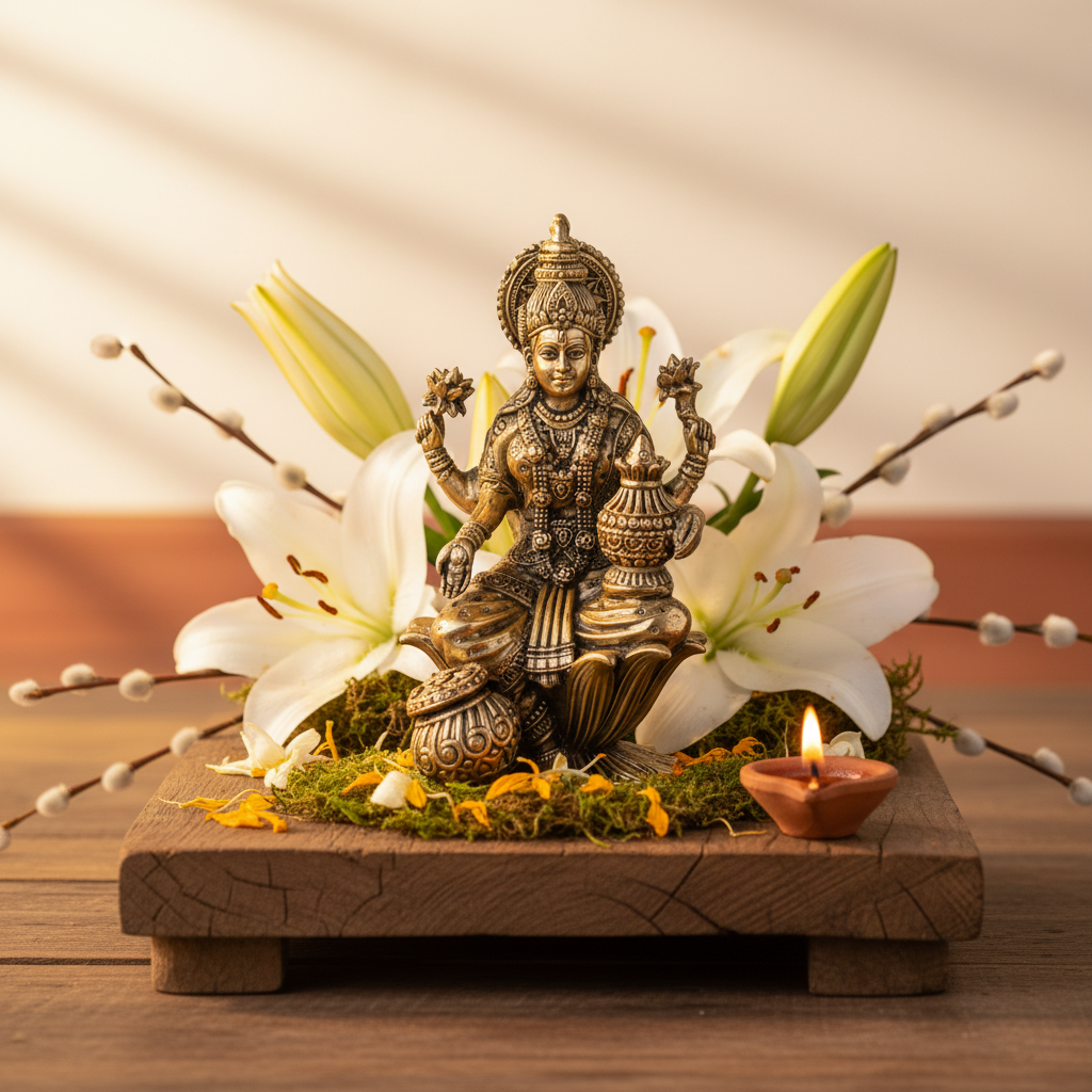 Antique Brass Lakshmi Idol with Kalash – Maa Laxmi Murti