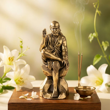 Antique Brass Shirdi Sai Baba Idol | Fine Brass Sai Baba Murti in Blessing Pose