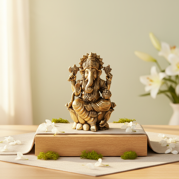 Antique Brass Lord Ganesha Idol | Fine Brass Ganpati Murti