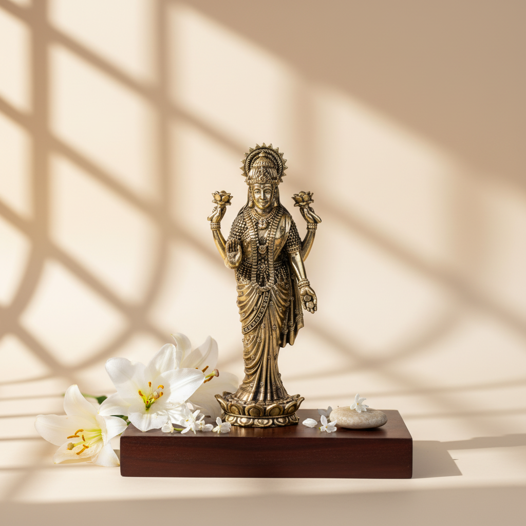 Fine Brass Goddess Lakshmi Idol – Medium Size