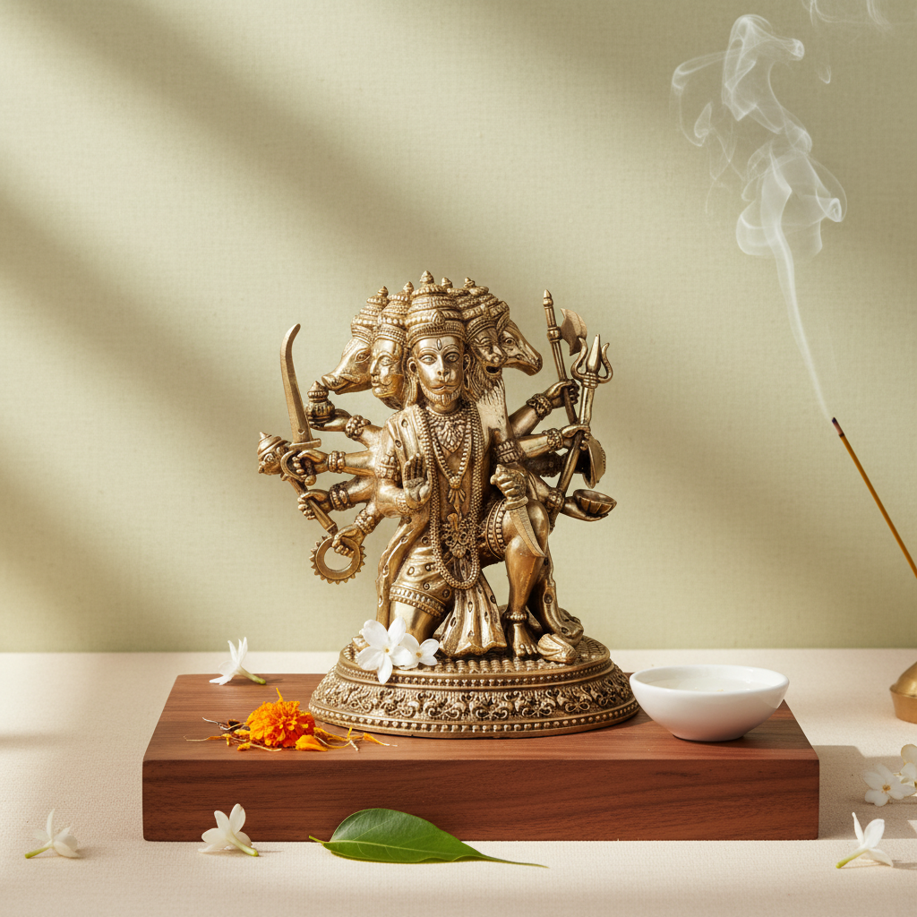 Antique Brass Panchmukhi Hanuman Idol – Powerful Protection Statue