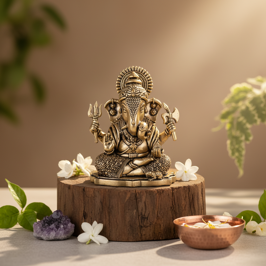 Fine Brass Lord Ganesha Idol – Mini