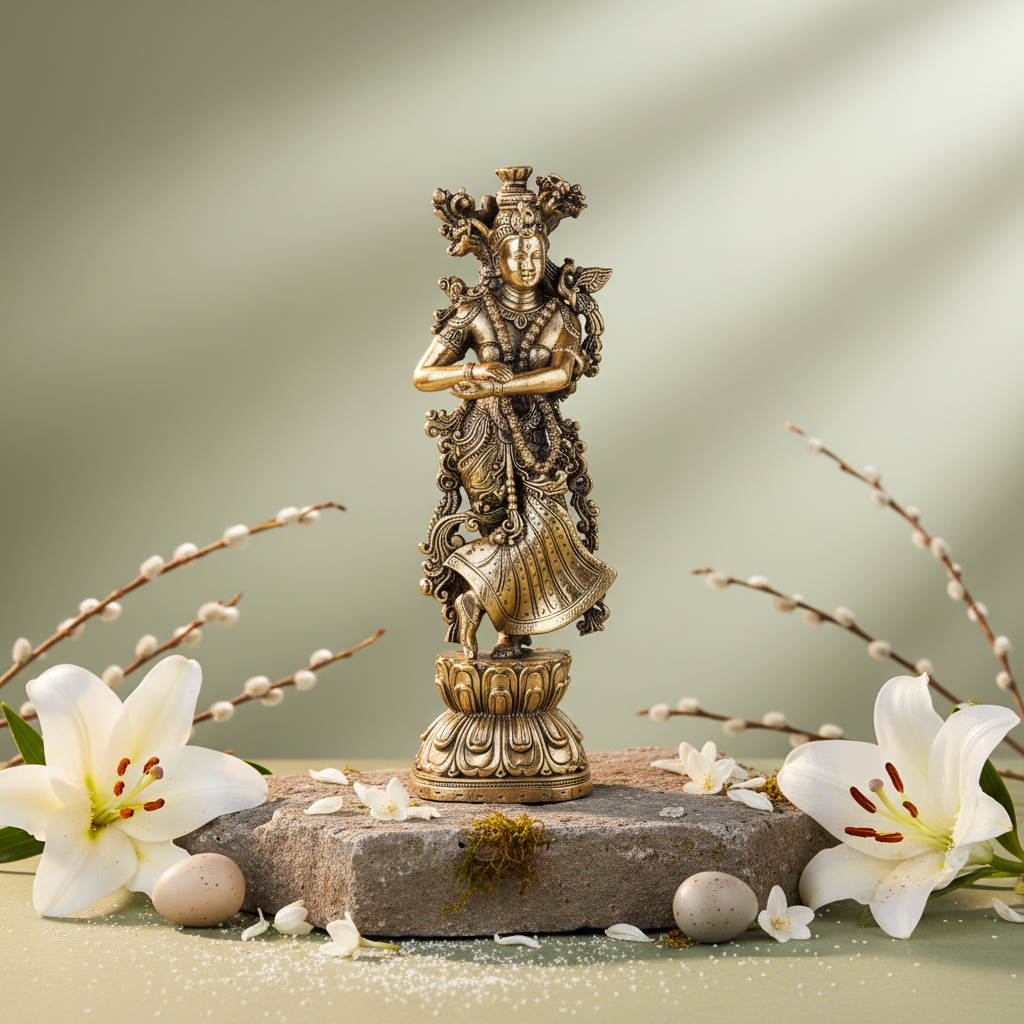 Fine Brass Radha Rani Idol – Decorative Spiritual Showpiece