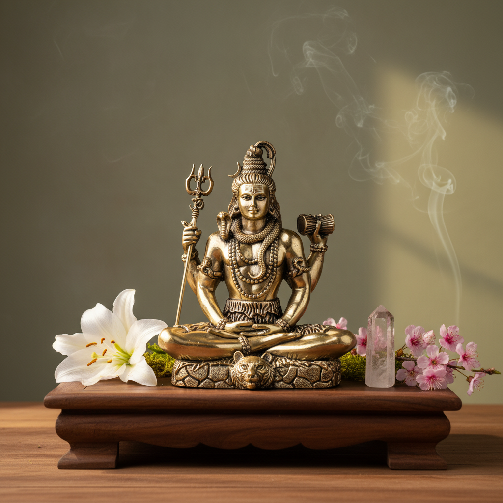 Antique Brass Lord Shiva Meditation Idol | Fine Brass Mahadev Murti