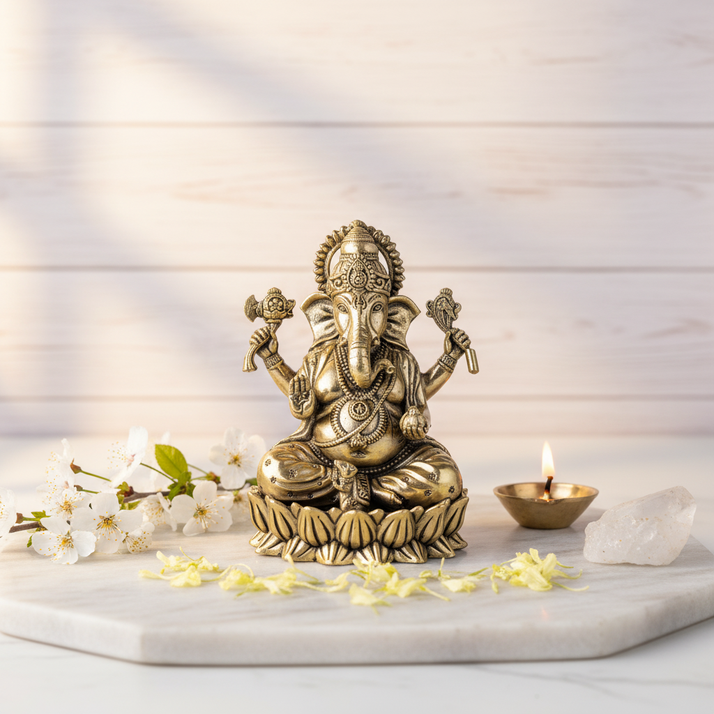 Antique Brass Lord Ganesha Idol | Fine Brass Ganpati Statue