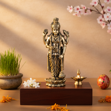 Fine Brass Lord Vishnu Idol – Decorative Spiritual Showpiece