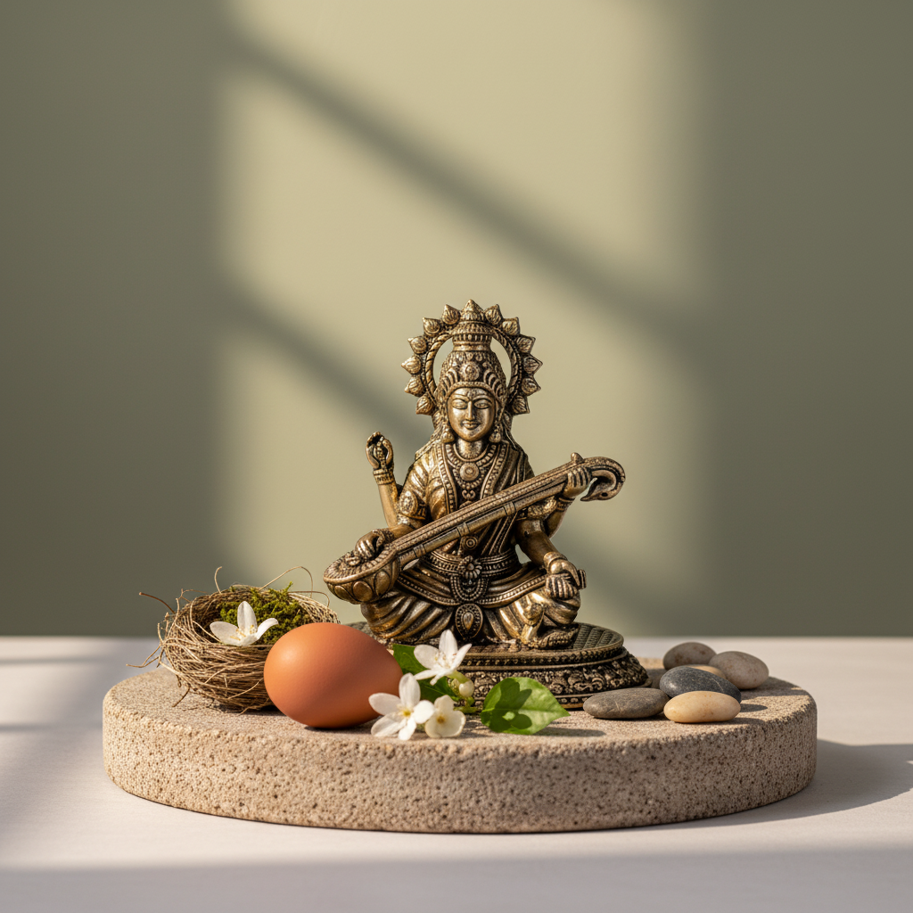 Mini Antique Brass Saraswati Idol – Maa Saraswati Murti