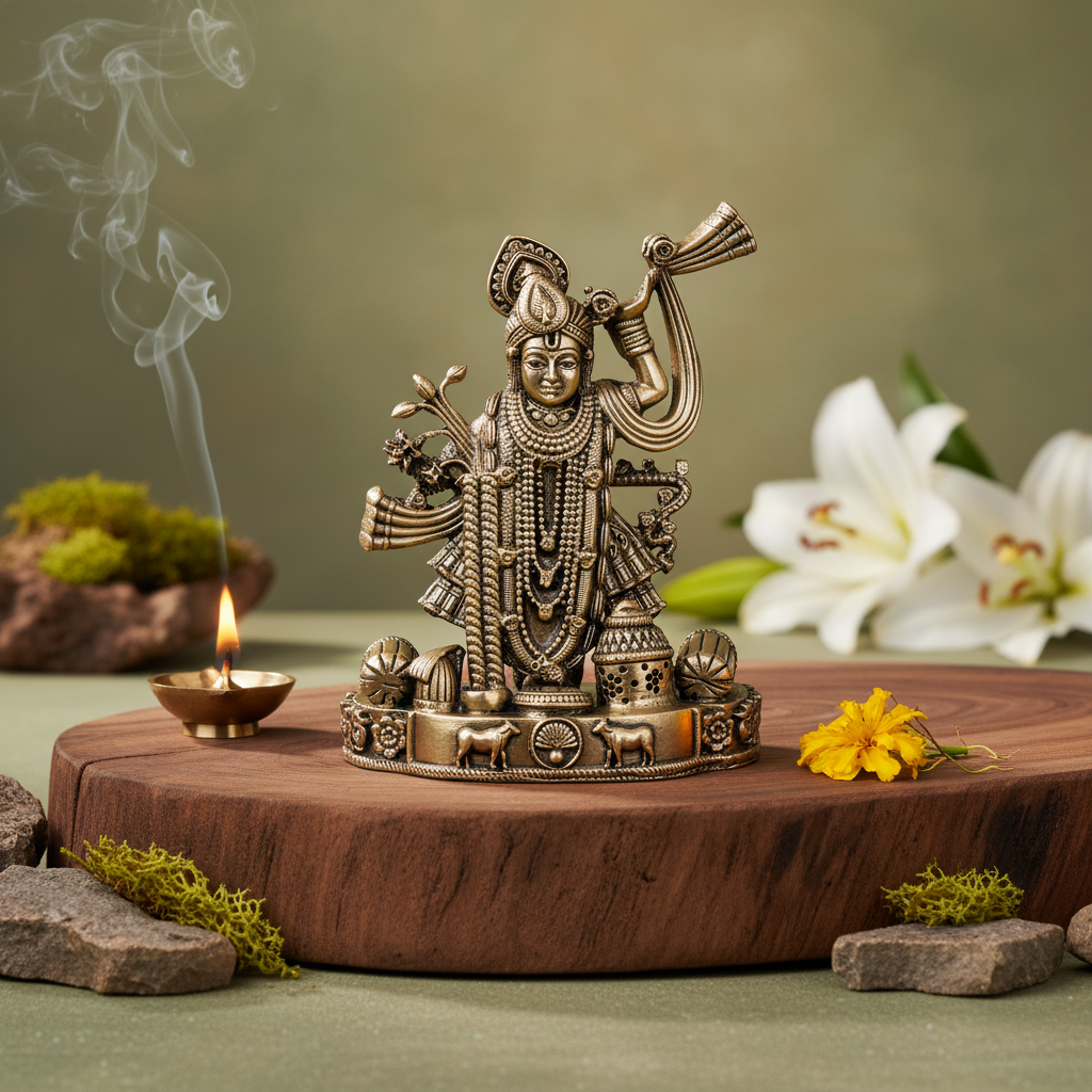 Antique Brass Shreenathji Idol – Shree Nath Ji Murti