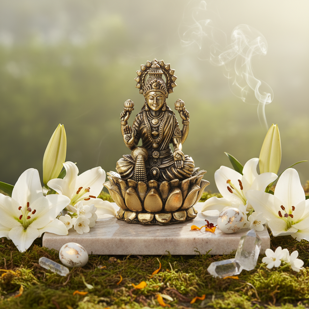 Mini Antique Brass Lakshmi Idol – Maa Laxmi Murti for Pooja & Décor