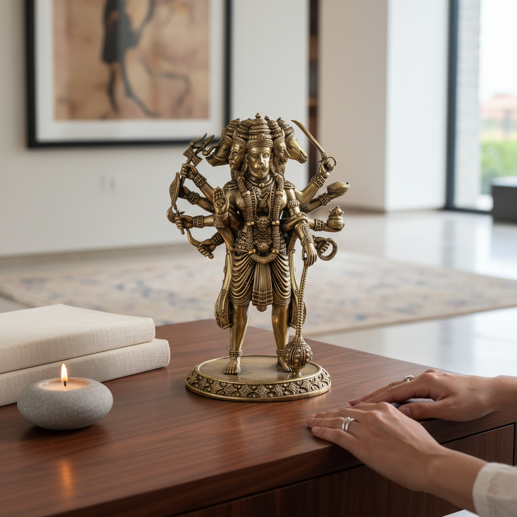 Antique Brass Panchmukhi Hanuman Idol – Fine Brass Hanuman Statue
