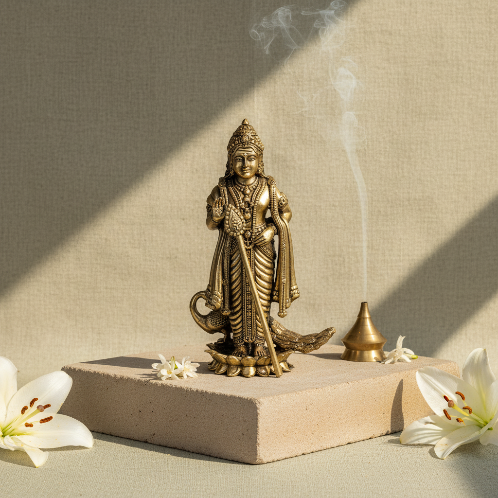 Fine Brass Kartikeya Swamy Idol – Medium Size