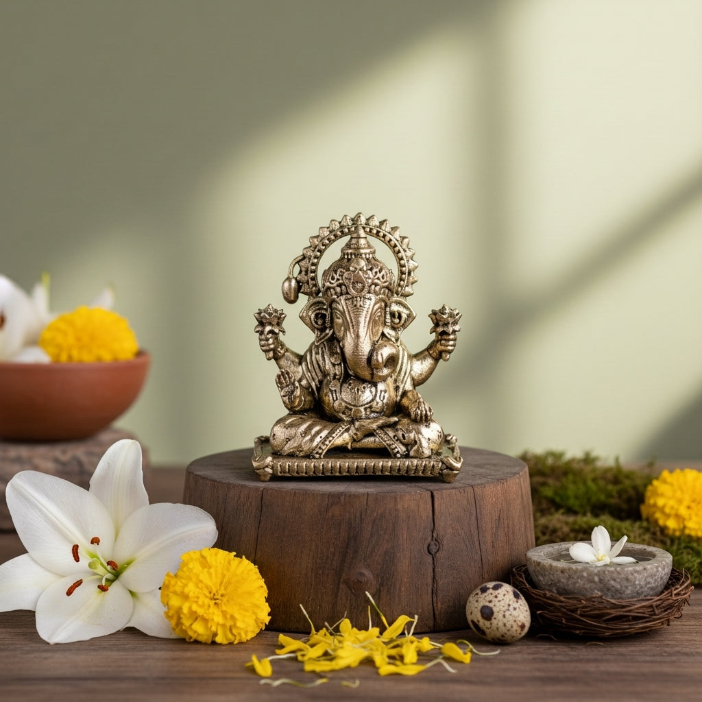 Mini Fine Brass Ganesha Idol