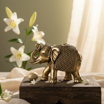 Antique Brass Elephant Idol – Premium Lucky Showpiece