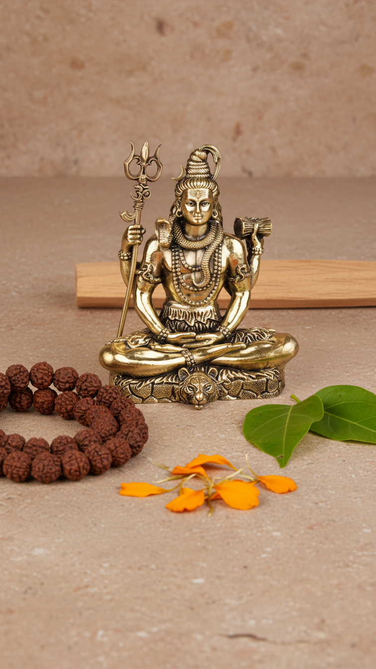 Antique Brass Meditating Lord Shiva Idol – Fine Brass Shiv Ji Murti