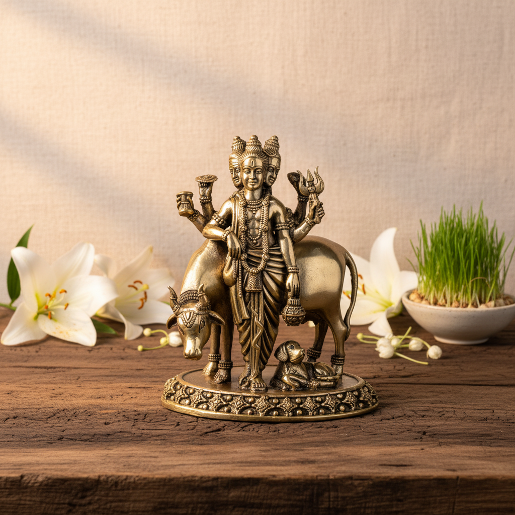 Fine Brass Dattatreya Idol for Home Décor