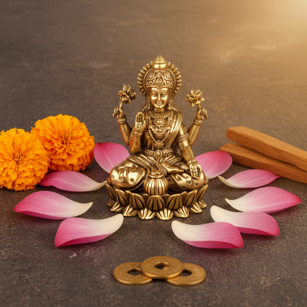 Antique Brass Lakshmi Idol – Small Maa Laxmi Murti
