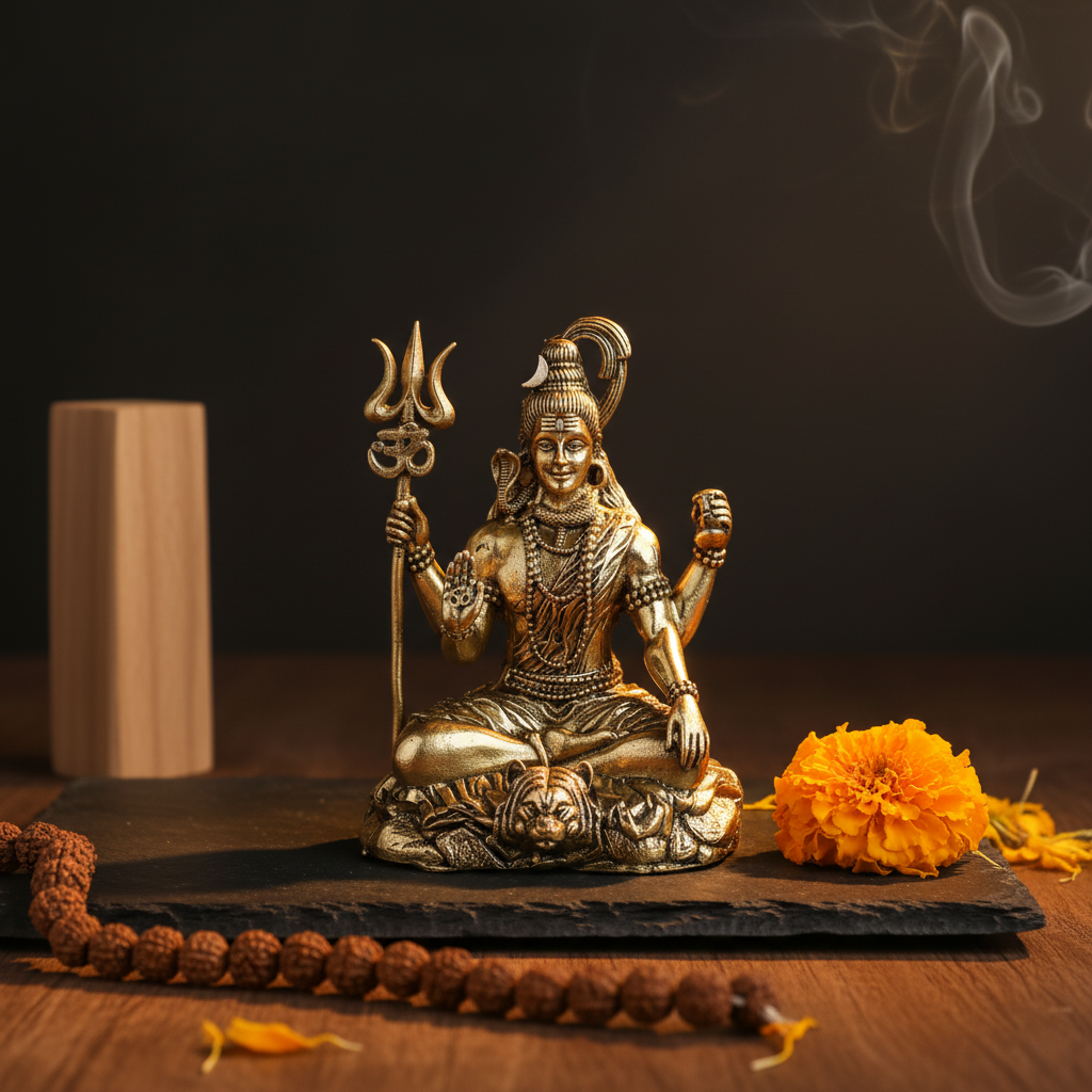 Antique Brass Lord Shiva Idol | Fine Brass Shiv Murti for Meditation, Peace