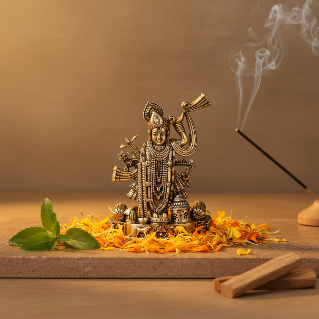 Antique Brass Shreenathji Idol – Shree Nath Ji Murti