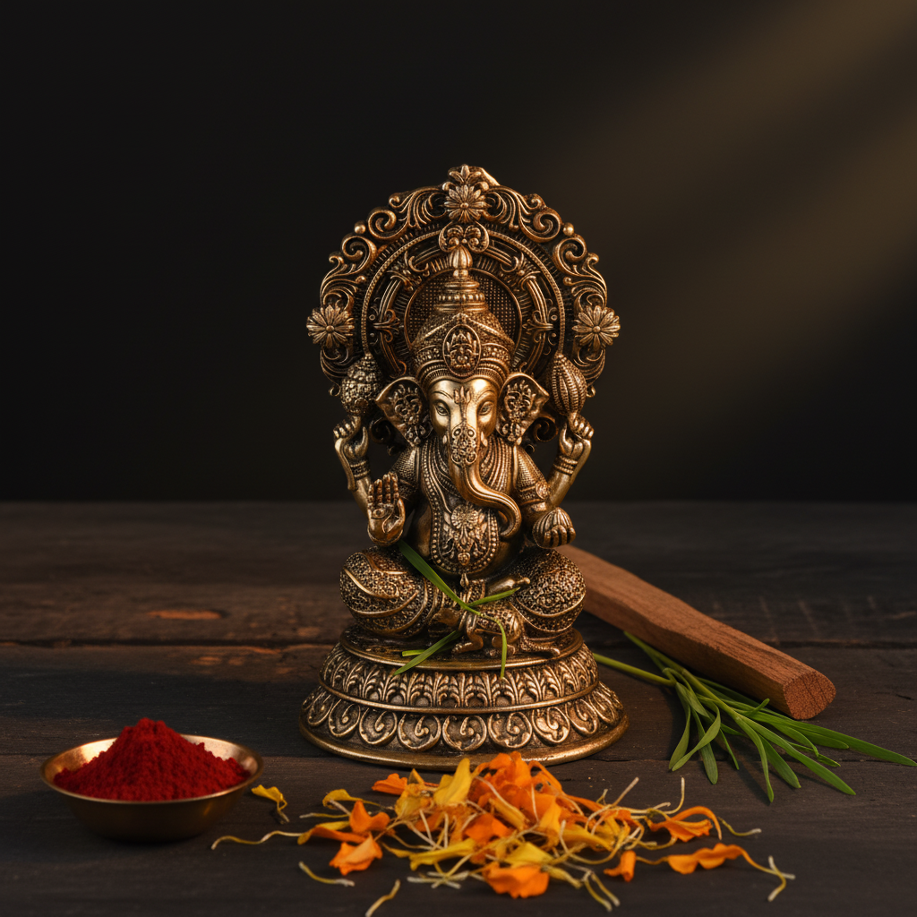 Fine Brass Lord Ganesha Idol – Medium Size