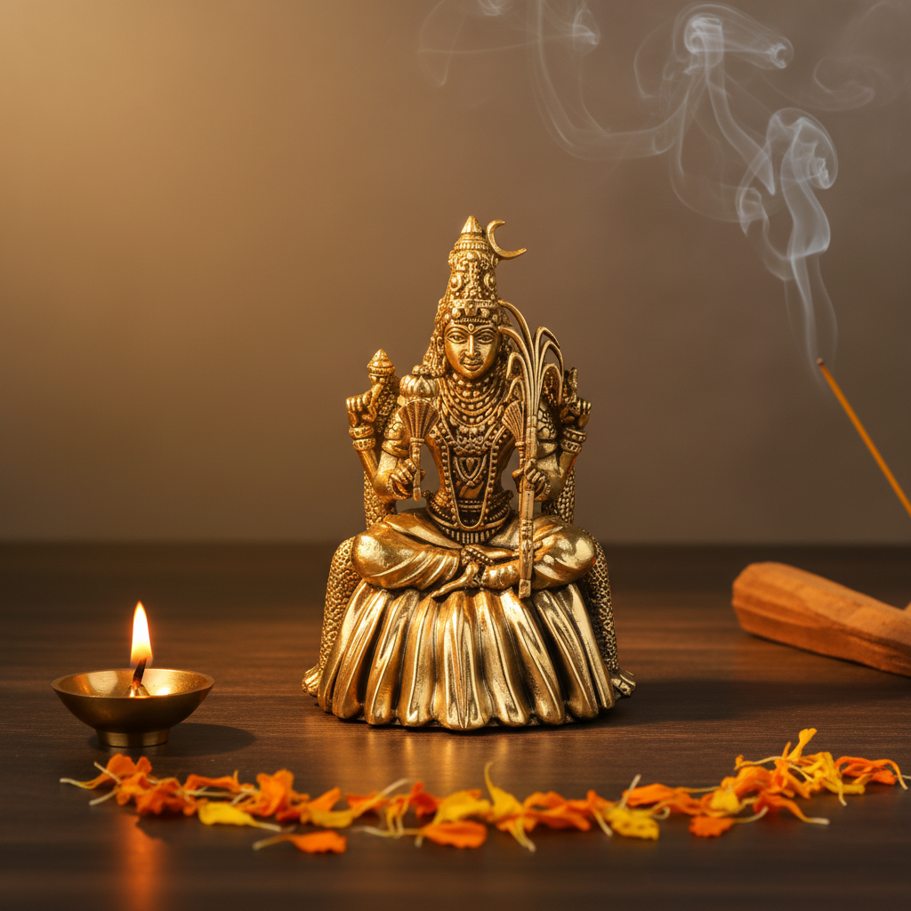Antique Brass Rajarajeshwari Idol – Tripura Sundari Devi Murti