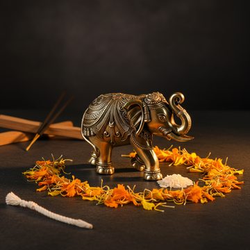 Antique Brass Elephant Idol | Fine Brass Elephant for Good Luck
